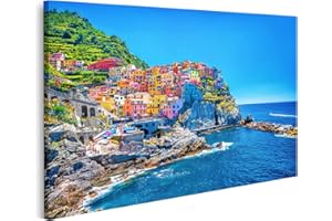 Canvas Picture Lovely Colourful Cityscape on the mountains above the Mediterranean, Europa, Cinque Terre, Italian architecture Different Formats directly from the manufacturer. Mural Poster Canvas Pictures. EKZ