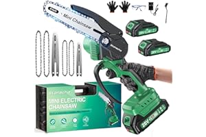 Stonecho Mini Chainsaw Cordless 6 inch & 4 inch Mini Electric Chainsaw with 2 Rechargeable Batteries, Mini Chain Saw Battery Powered Handheld Small Chainsaw for Cutting Wood Trimming Woodworking