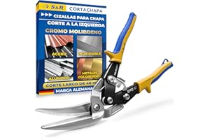 S&R Tijeras Cortachapa Cizalla Hojalata para Métal y Yeso 280 mm – Corte Izquierdo – CrMo Cuchillas Dentadas Largas para Acero, Acero Inoxidable, Aluminio y Metales de Colores. Cizalla Aviación