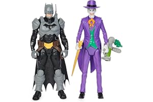 DC Comics, Batman Adventures, Batman vs The Joker Action Figures Set, 2 Figures, 12 Armour Accessories, 30-cm Super Hero Kids’ Toy for Boys and Girls