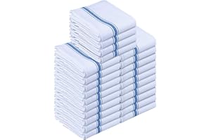 Utopia Towels - 200 GSM Blue Dish Towels (24 Pack - 38 x 64 cm) 100% Cotton Dish Cloths Absorbent Bar Cloth, Kitchen Tea Towel for Catering, Drying and Washing