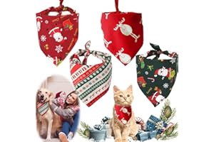QIMMU 4 Stück Hundehalstuch Weihnachten,Weihnachten Hund Bandana,Weihnachts Haustier Dreieck Lätzchen,Weihnachts Kariertes Haustier Halstuch Hundehalstuch für Kleine, Mittelgroße, Große Hunde und Katze