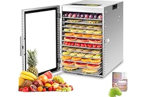 Kwasyo Deshydrateur Alimentaire avec 12 Plateaux Inox, Séchage efficace à 360 ° double ventilateur, Desydratateur Minuterie 2