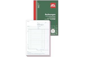 Omega Druck Rechnungsbuch 955 OK I Selbstdurchschreibendes DIN A5-Formularbuch Hochformat 2 x 50 perforierte Blätter in weiß/rosa I CO2-neutral produziert I Für Kleinunternehmer ohne Umsatzsteuer