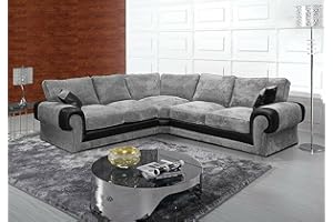 SOFALAND Grey Jumbo Cord Fabric Large Corner sofa - 5 Seater sofa for living room - Sofas & Couches for sale- 2C2 sofa suite