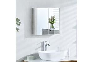 Bath Vida Tiano Double-Mirror Bathroom Cabinet – Wall-Mounted Stainless Steel Modern Storage Cupboard (No Assembly Required)