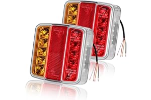 AOHEWEI 2Pcs Fanali Posteriori per Rimorchio 18LEDs 12V Fanali Posteriori Luci di Stop Riflettore Luci Targa IP67 Impermeabile Multifunzione Rimorchio Camion Caravan Van Barca Lampada E-Mark
