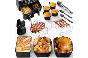 BOZITTH Ninja Heißluftfritteuse Zubehör, Airfryer Zubehör für Ninja Foodi Max Dual Zone AF400EU AF300EU 7,6L–10,4L und Anderen Dual Zone Luftfriteusen, BPA-frei Ninja Airfryer Zubehör, Air Fryer Accessories