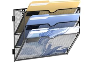 SUPTIDY 3-stöckiger Wand Zeitungshalter, Praktischer Wandorganizer Büro, A4 Dokumentenablage, Metall Prospekthalter, Zeitschriftenhalter Wand, Montage erforderlich, Schwarz