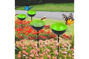 FRFIK Bee Waterer | Freestanding Birdbaths Bowl Outdoor | Garden Bird Bath Bird Feeder Bowl | Bee Water Feeder with Metal Stakes | Elegant Metal Garden Sculpture Stakes Decor, Enhances Yard Aesthetics