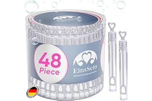 EinsSein 48x Bulles de Savon Mariage Lunettes à cœur Box Blanc Bulle pour Flacon Deco Coeur champêtre Enfant Anniversaire Cadeau invites Confirmation Anniversaire Transparente Plastique Tube à de