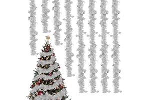 BINXIAOQIN 8×2M Weihnachten Lametta Girlande,Christmas Weihnachten Garland,Glänzende Lametta Silber Weihnachtsbaum Kette weihnachtsgirlande,Christbaum Girlande Deko Weihnachtsbaumschmuck