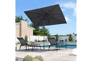 PURPLE LEAF Parasol de Jardin Exterieur inclinable 180 x 270 cm Rectangulaire Parasols en Aluminium Toile Protection UV pour Balcon Terrasse Patio, Gris