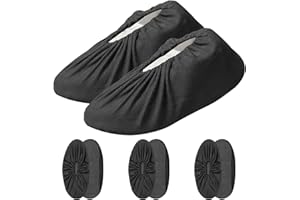 Maxentico 4 Paires Surchaussures Lavable, Surchaussures Antidérapantes, Couvre-Chaussures, Respirants Surchaussure, Couvre Chaussure, Couvre-Chaussures Noirs Réutilisables pour Protection du Sol