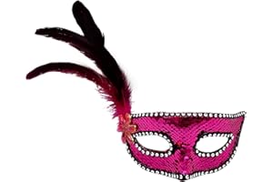 CARNAVALIFE Máscara de Carnaval de Pluma Colombina, Antifaz Veneciana con Brillantina y Plumas Suaves, Mascara Retro Vintage Años 80 Baile, Disfraz de Fiesta