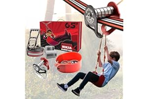 Kit de Tyrolienne pour Enfants - Kit de Slackline pour Jardin & Extérieur - 19 Mètres - Parcours d'obstacles Ninja Warrior - Ninja Slider - Jouet d'Extérieur
