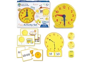 Learning Resources Set attività Sull’Ora – Gioco Educativo con 41 Pezzi per Bambini 5+, Impara a Leggere l’Orologio Analogico e Digitale con Carte e Orologi Didattici