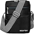 Storite Nylon Stylish Padded Mini Sling Bag for Men and Women, Small Passport Travel Bag - Black(16 x 7 x 23 Cm)