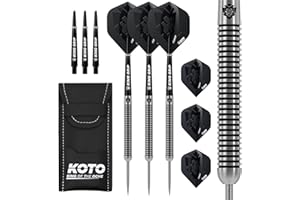 KOTO DARTS KOTO - Forma 90% Darts 25 G, Plata, Set de Dardos Incluye 3 Barriles, 2 Juegos de Flights + Shafts y Estuche para Dardos, Firm Ring Grip
