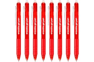 SMOOTHERPRO 8 Piezas Boligrafos Borrable, Rojo Bolis Borrables, 0,7 mm Bolígrafo de gel borrable, para artículos escolares, suministros de oficina (KC8RD)