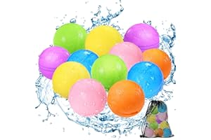 TLITLIMOM Reusable Water Balloons, Silicone Water Splash Ball with Mesh Bag, Quick Self-Sealing Water Bomb for Kids Adults Outdoor Activities Water Games Toy Outside Summer Fun Party Supplies 4 Pack (12pack)