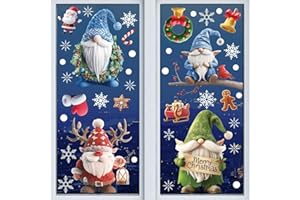 Ventdest 3D Christmas Window Stickers Reusable, 9 Sheet Dwarf Xmas Window Stickers Double Sided, Christmas Window Clings Decorations for Home Window Glass