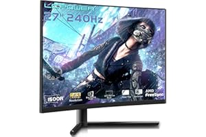 LC-Power Monitor 27 Pulgadas 240Hz, Monitor Gaming Curvo FHD 1920x1080, VA 16:9, 1ms, 300 CD/m, 3000:1, DP/HDMI, FreeSync - LC-M27-FHD-240-C