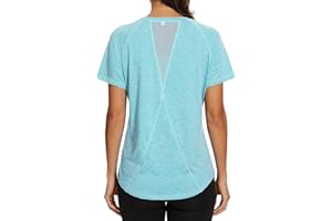 Gyabnw Women's Sports T-Shirt Gym Tops Back Mesh Loose Fit Yoga Running Top Lightweight Moisture Wicking Crew Neck Short Sleeve for Ladies