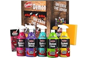 CARPLAN Pack de 8 productos para coche Demon, DGP001, gel, limpiador, esponja y ambientador