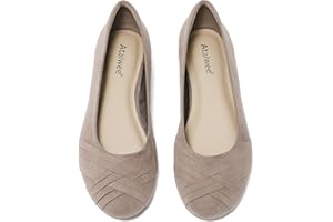 Ataiwee Women's Wide Width Flats Shoes - Casual Comfortable Round Plus Size Ballet Shoes.