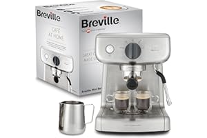 Breville Macchina per caffè espresso Barista Mini, sistema Thermoblock con tecnologia PID, vaporizzatore, pompa italiana 15 bar, capacità 2 l, 1350 W, Argento