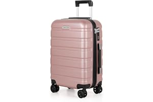 TAN.TOMI Handgepäck Koffer, Reisekoffer Hartschalenkoffer, Koffer & Trolley Handgepäck mit Passwortsperre, Hartschale Suitcase mit 4 Rollen(Rosa Gold)