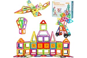 Assark Magnetische Bausteine, 98PCS Magnetspielzeug, Magnetspiel für Kinder, Montessori-Spielzeug für 3 4 5 6 7 8+ Jahre, Jungen und Mädchen, Konstruktionsspielzeug-Baustein-Set