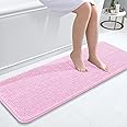 OLANLY Bathroom Rugs 47x17, Extra Soft Absorbent Chenille Bath Rugs, Rubber Backing Quick Dry, Machine Washable Bath Mats for Bathroom Floor, Tub and Shower, Home Decor Accessories, Pink