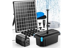 POPOSOAP Solar Pond Filter with Fountain Pump, 20W Solar Powered Water Pump and Pond Filters for Outdoor Ponds Fish Tank Pool Garden Water Feature Waterfall