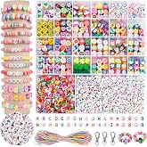 RUBY 1800 Pieces Beads for Stringing Kids, DIY Beads for Bracelets Crafts Polymer Clay Beads Set Necklace Crafts Birthday Gif