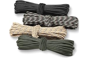 MHDUYEG Paracord 4mm Set 4 Pezzi 10m 4-colour Parachute Cord, Rope 7-core Strands, Parachute Cord Made of Tear-resistant 100% Nylon Parachute Cord Withstands Up to 250 kg