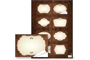 Logbuch-Verlag 24 étiquettes autocollantes pour verre de cuisine rectangulaire ancienne marron beige vieux pour nom
