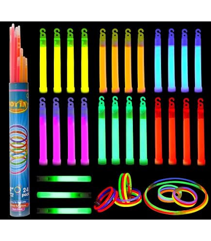 25 Bâtons Fluorescents Glowhouse - 15cm Luminescence 12h - Avec Cordon - Multicolores - Sécurité CE