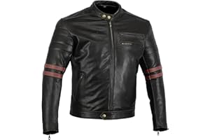 Bikers Gear UK veste de Moto couleur Black & Oxblood en cuir travaille Blouson modèle Café Racer Hybrid avec Protection approuvées CE - Large
