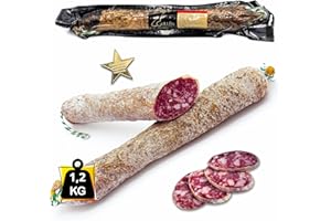 GUILLEN JAMONES Y EMBUTIDOS 1,2 kg Salchichon de Bellota Iberico de Guijuelo - Embutidos Ibéricos de Bellota de Guijuelo - Envasados al Vacio - Elaboración Tradicional - 1 Pieza Completa