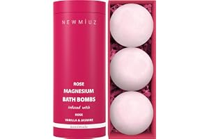 Rose Vanilla Bath Bomb - Mega Foaming Bubbles - Infused with Stress Relief Jasmine - Luxurious Spa Bath Essentials - Nourishing Dry Skin - Blissful Stress Relief Bath Bombs Gift Set Christmas Birthday