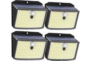 CLAONER Solar Security Lights Outdoor, Motion Sensor Light 3 Lighting Modes Solar Powered LED Lights IP65 Solar Wall Lights for Yard Garage Garden Fence Door (4 Pack)