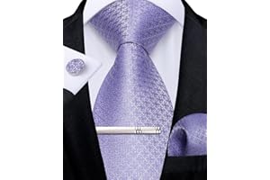 DiBanGu Herren Krawatte Set Seide Gestreift Karierte Krawatte mit Einstecktuch Manschettenknöpfe Krawattenklammer Set für Hochzeit Formell