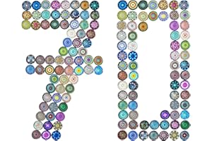 Dottall 70 Stück 25mm Muggelsteine Bunt, Gemischte Farbe Glassteine, Mischte Farbe Bunt Runde Mosaik Kuppel Glas Cabochons, Glassteine Deko für die Herstellung von Fotoschmuck, Blumenserie, DIY