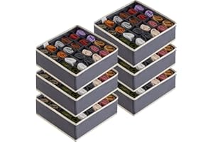 Lifewit Set de 6 Organizador de Cajones y Separador,Guardarropas Plegables de Tela,Cajas de Almacenaje para Armario de Dormitorio,para Almacenar Calcetines,Ropa Interior,Corbatas, Bufandas, Gris