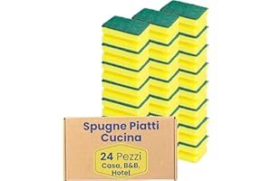 TECH IT EVOLUTION Spugne Abrasiva Salvadita 24 Pezzi Spugna Piatti Doppia Fibra Antigraffio, Assorbe, Protegge, Resistente e di Lunga Durata, Rimuove Facilmente Unto e Cibo Bruciato