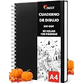 Zenacolor Sketchbook A4, Sketchbook 50 Sheets/100 Pages, 200 g/m&sup2; Extra Thick Paper - Sketchbook with Hardcover and Spiral fo