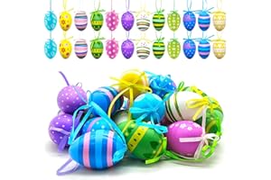 XQMMGO Pack of 24 Easter Eggs, Plastic Easter Eggs, Easter Eggs for Hanging, Easter Eggs Decoration, Easter Eggs for Indoor and Outdoor Use Easter Decoration, Easter Decoration with Great Easter