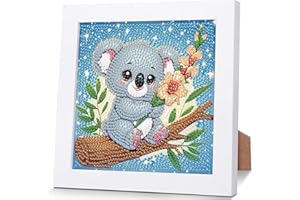 Viart Koala Diamond Art for Kids with Frame-Koalas Diamond Painting for Kids, Animal Small Diamond Art Kits, Easy DIY Crystal Mosaic Kits for Children Girls Boys Gifts (7x7inch)